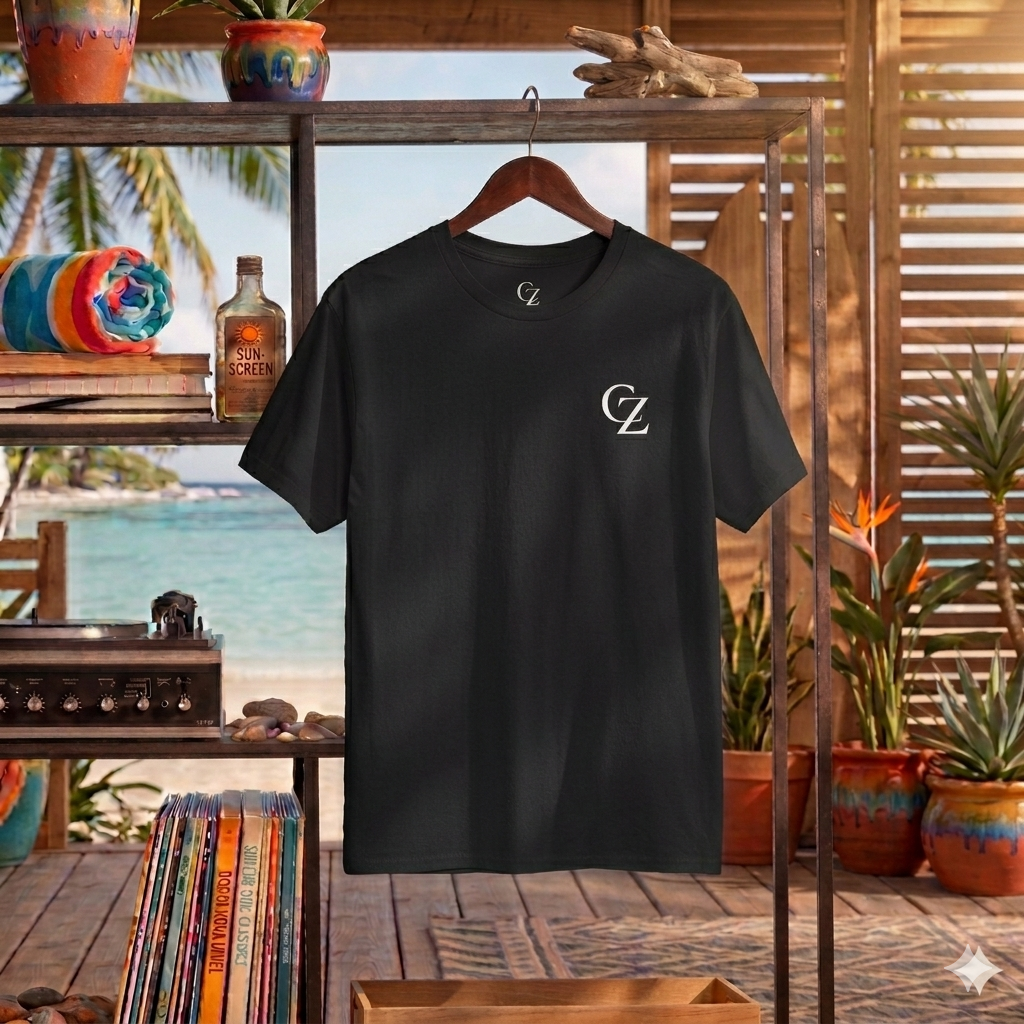 Camiseta de palmeras tropicales al atardecer | Camiseta gráfica de playa costera