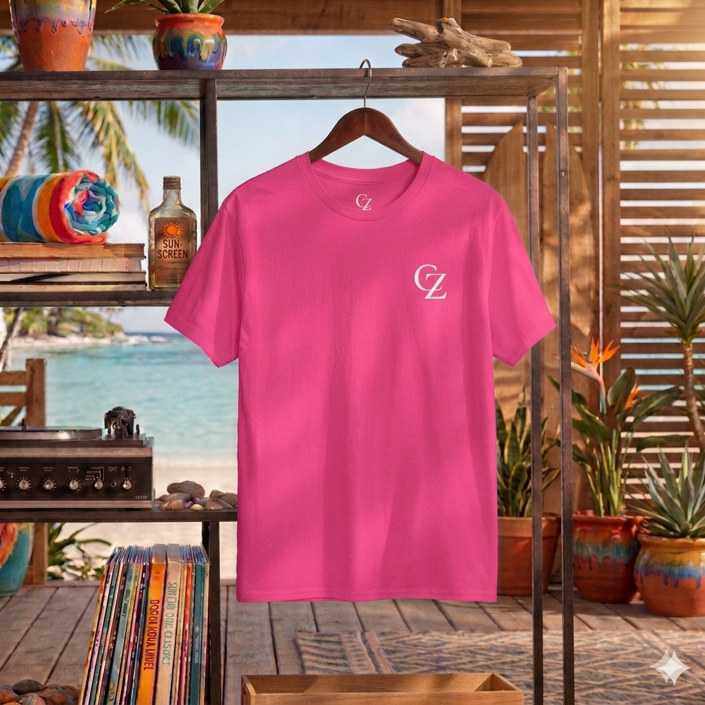 Camiseta de palmeras tropicales al atardecer | Camiseta gráfica de playa costera