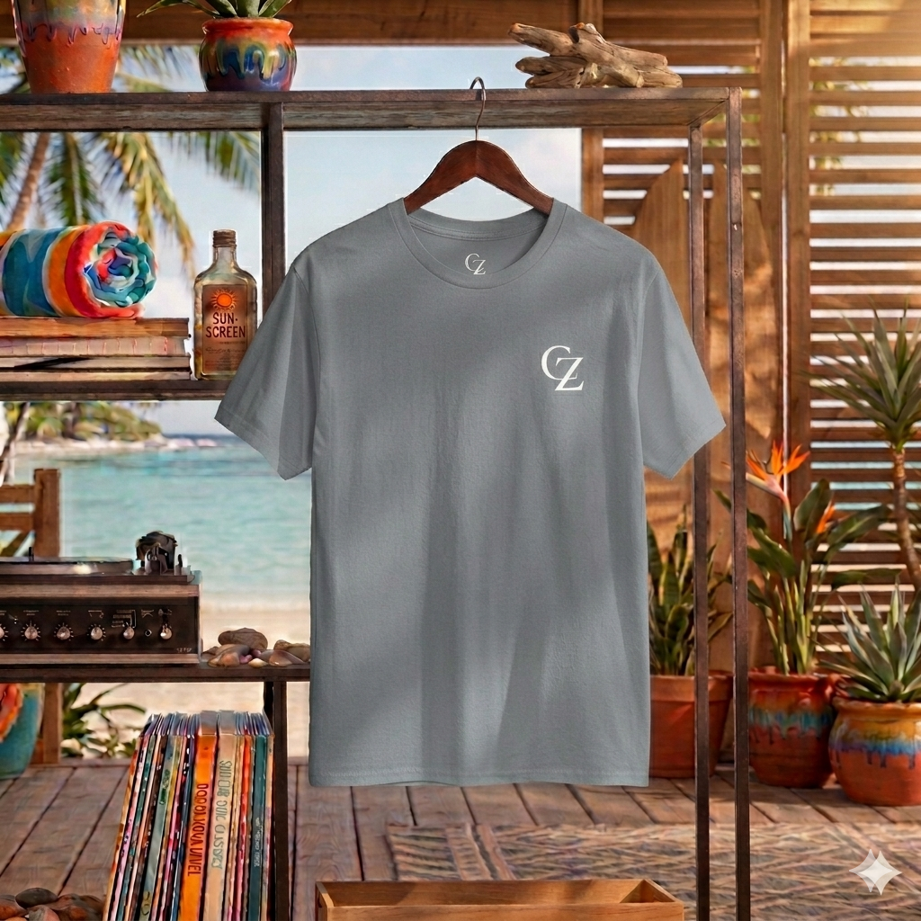 Camiseta de palmeras tropicales al atardecer | Camiseta gráfica de playa costera