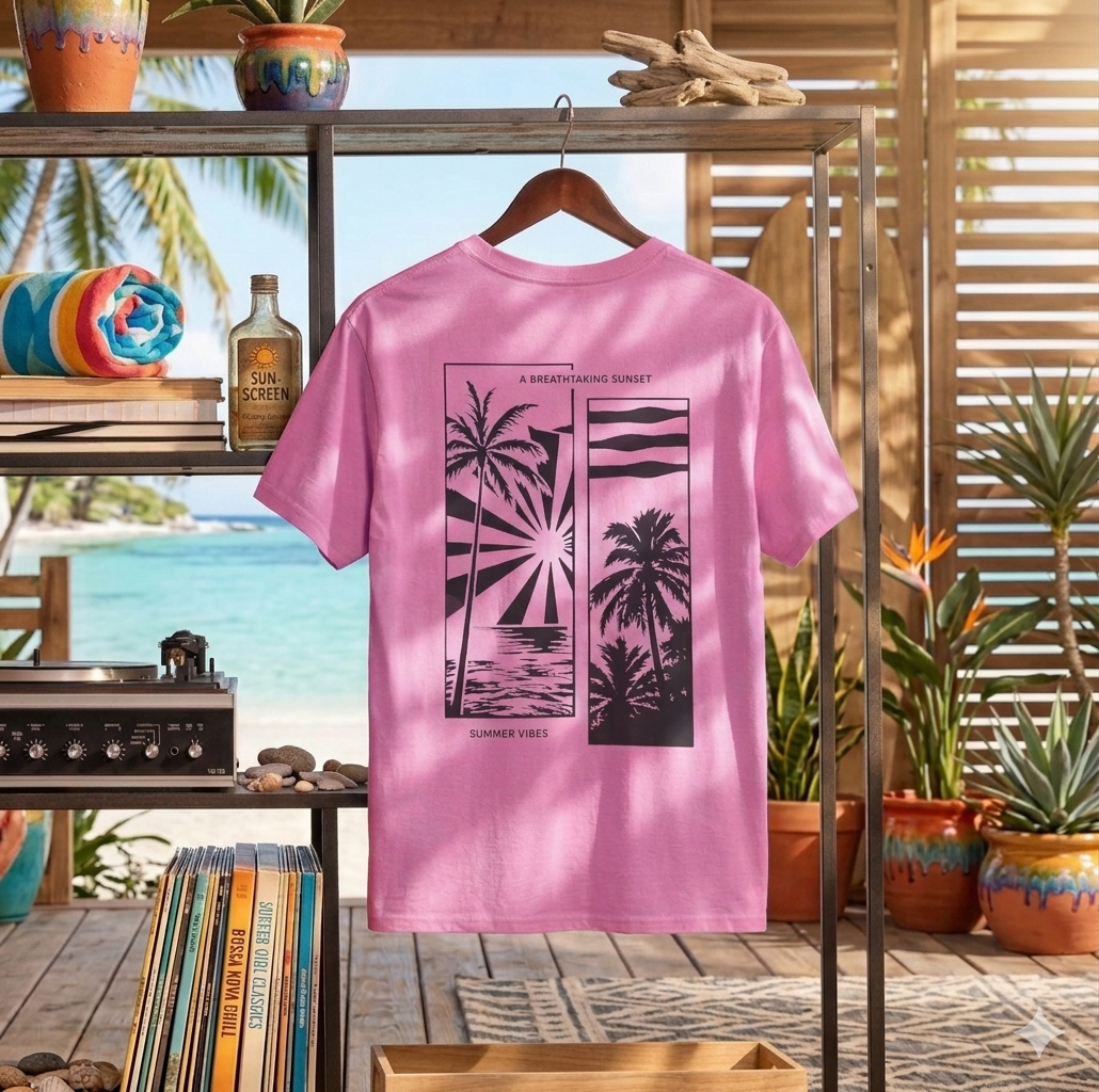 Tropical Palm Sunset Tee | Coastal Beach Graphic Shirt